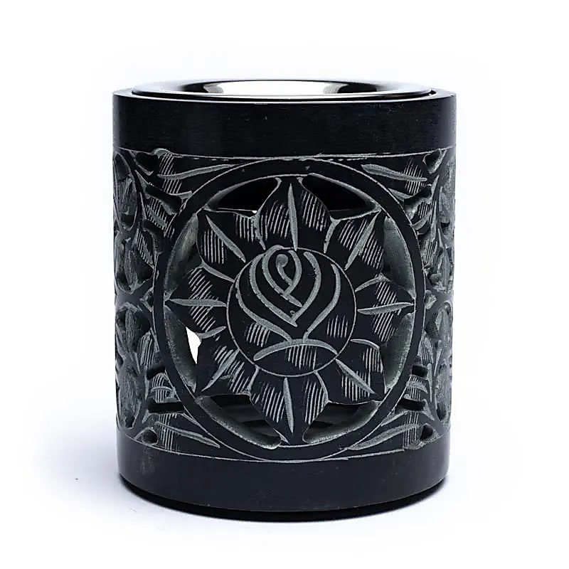 Aroma lampa a kadidlový horák z mastenca – čierna, 11 cm / 600 g