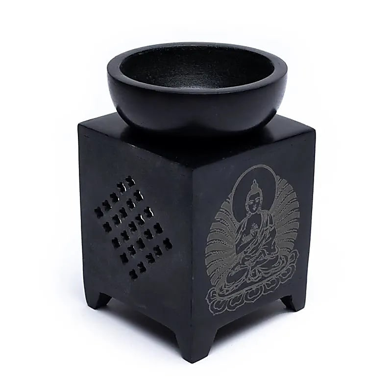Aroma lampa z mastenca Buddha – čierna, výška 11 cm