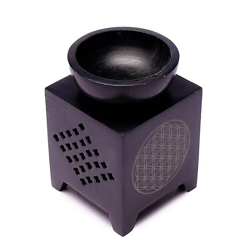Aroma lampa z mastenca Flower of Life – čierna, výška 11 cm