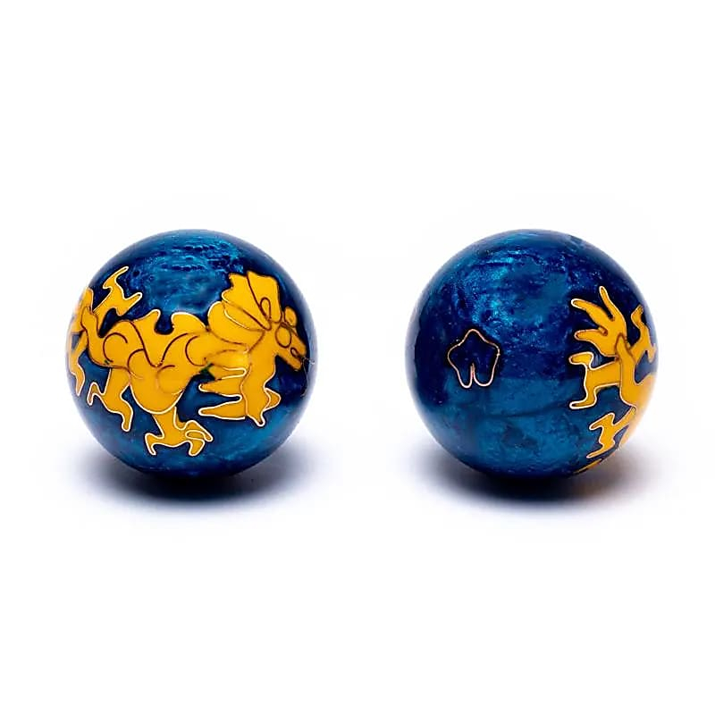 Čínske meditačné guličky (Baoding balls) Drak tmavo modré  - 4 cm