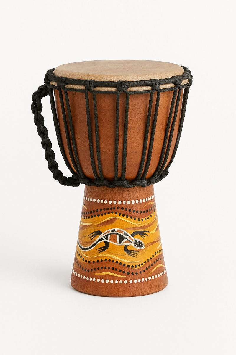 DJEMBE S Aboridžinejskou MAĽBOU MAHAGÓN 40 CM