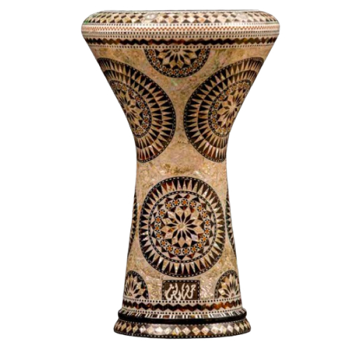 Gawharet EL Fan - Doumbek (Darbuka) Mother of pearl Arabic Flowers 8.75” x 17”