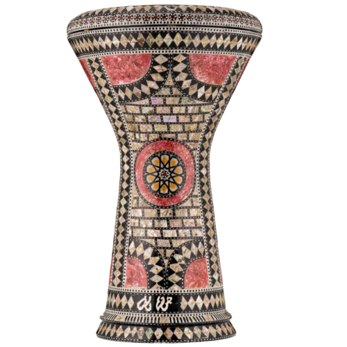 Gawharet EL Fan - Doumbek (Darbuka) Mother of pearl Fuchsia Orchid 8.75” x 17”