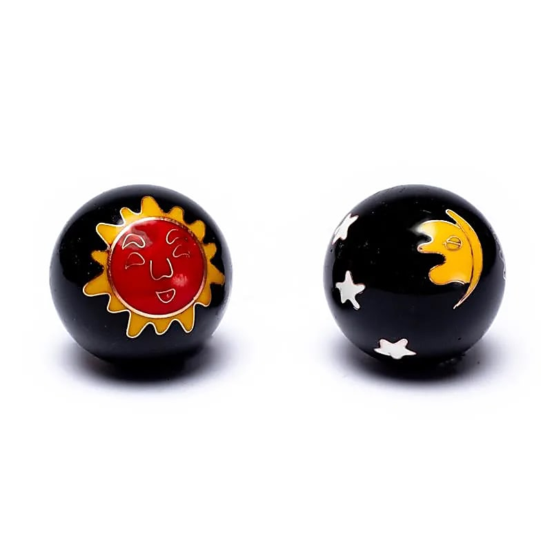 Health Balls Sun & Moon red yellow on black -- 3.5 cm
