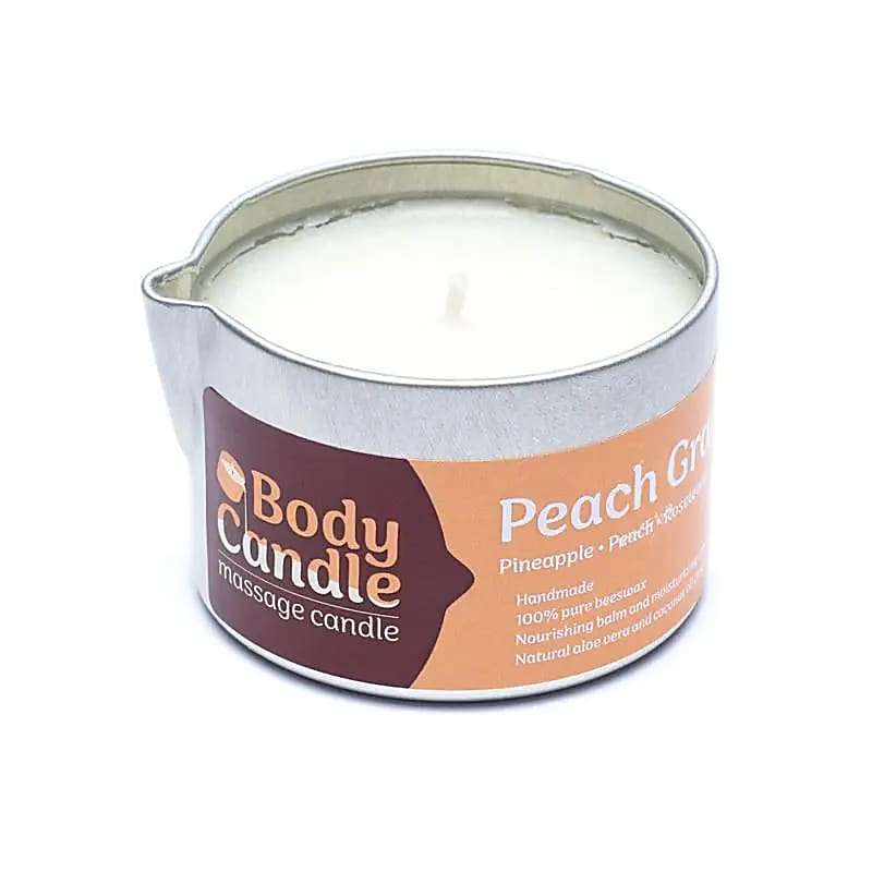 Masážna sviečka z včelieho vosku – Peach Grace (broskyňa, ananás & palisander), 100 ml