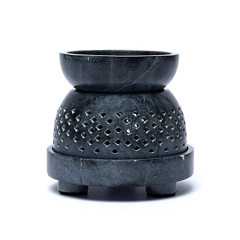 Multifunkčný horák z mastenca (soapstone) – sivý, 12,5 × 12 cm