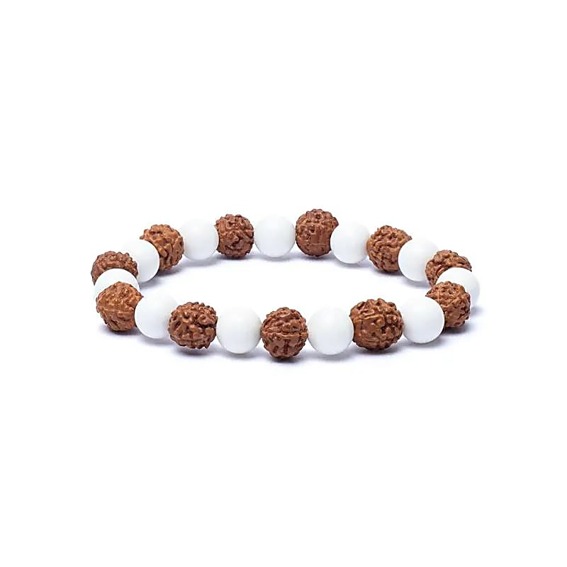 Náramok - Rudraksha a mušľový prášok, pružný