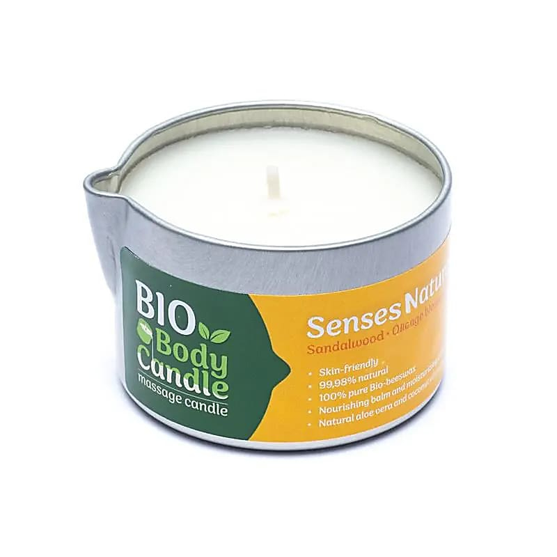 Organická masážna sviečka z včelieho vosku – Santalové drevo & pomarančový kvet, 100 ml