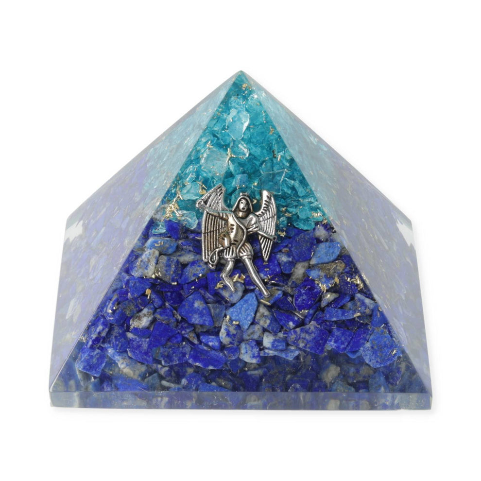 Orgonitová pyramída – lapis lazuli a akvamarín s Archanjelom Michaelom