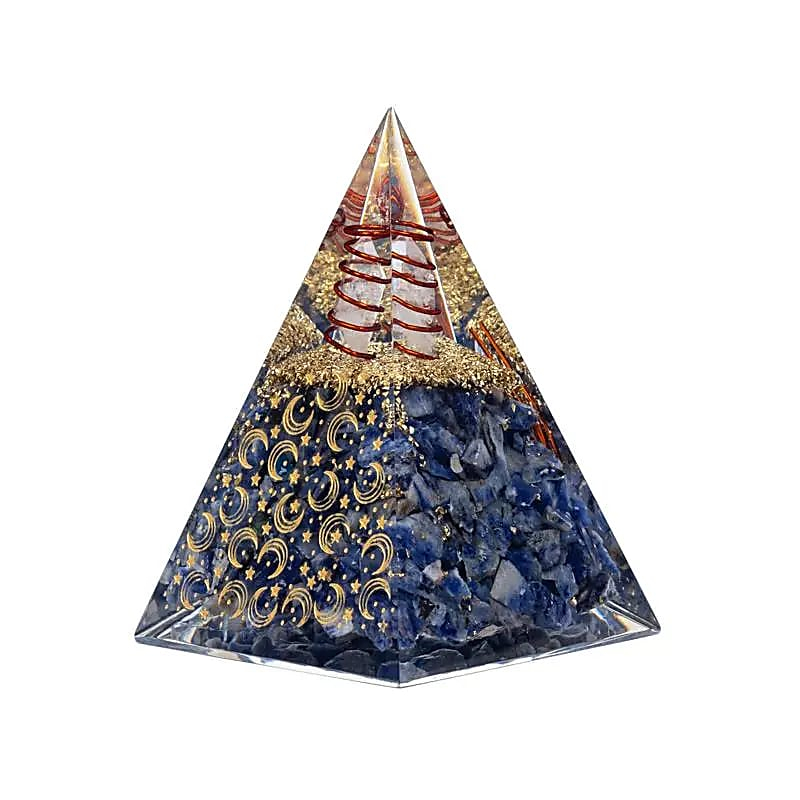 Orgonitová pyramída – sodalit s mesiacom a hviezdami