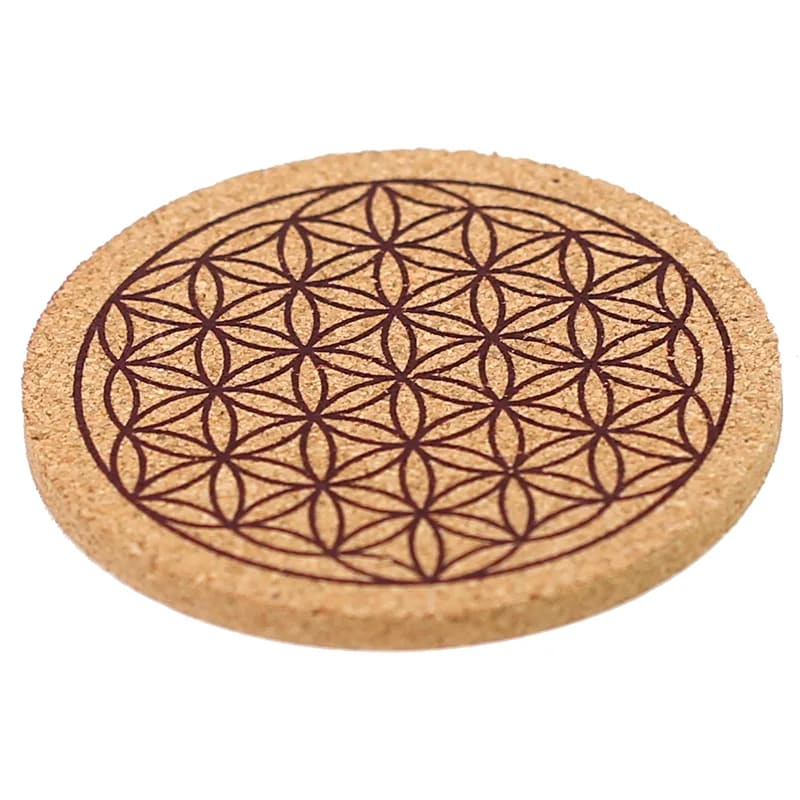 Sada korkových podtáckov – Kvet života (6 ks), ⌀ 8 × 0,5 cm