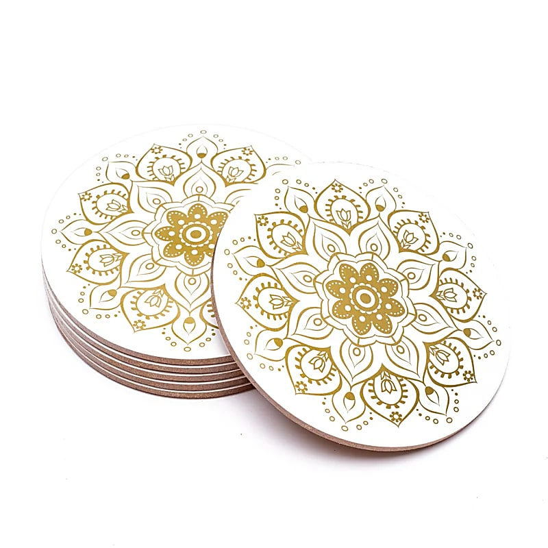 Sada podtáckov – Mandala (biela), 6 ks, 10 cm