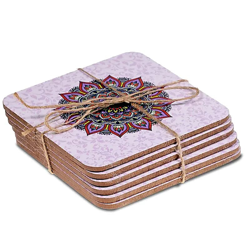 Sada podtáckov – Mandala (fialová), 6 ks, 10 x 10 cm
