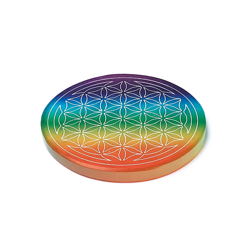 Selenitový podtácok – Kvet života (Flower of Life), 9 × 0,8 cm