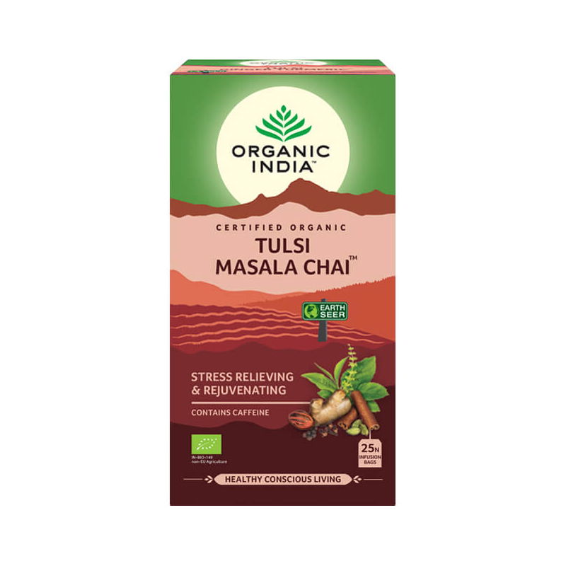 Ajurvédsky čaj Tulsi Masala Chai, Organic India, 25 vrecúšok