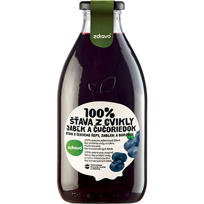 Zdravo 100% Šťava Cvikla - Jablko - Čučoriedka  0,75L