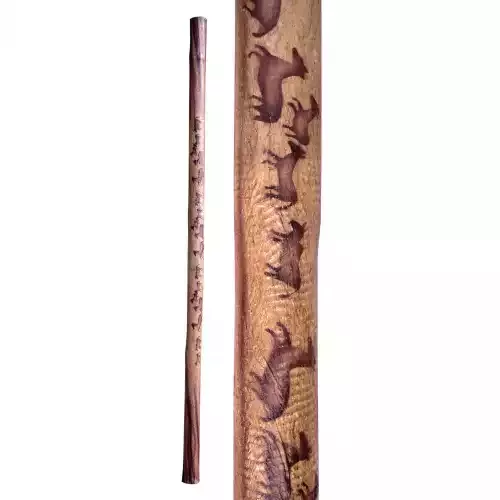 Dažďová palica bambus + kôra - praveké maľby 100 cm