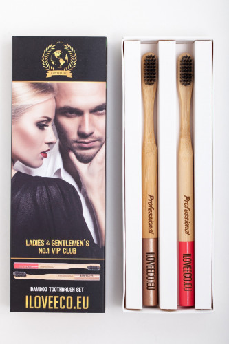 Ilove eco Bambusové zubné kefky Professional dvojité balenie pre pár
