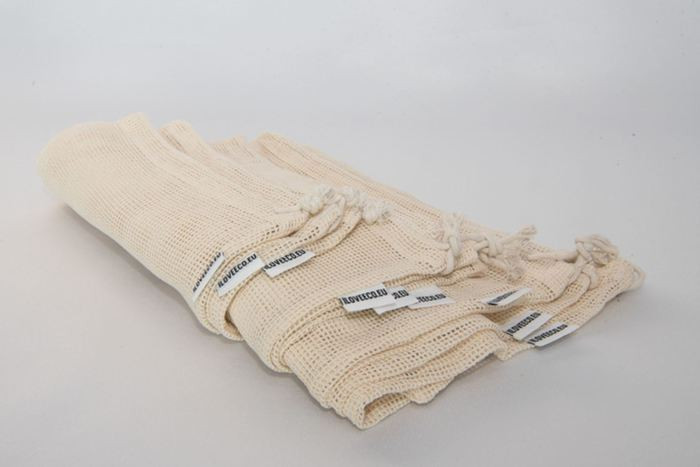 Sieťové bavlnené vrecká - 9 balenie - mix veľkostí 3xM, 3xL, 3xXL