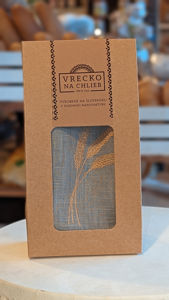 Vrecko na chlieb tmavé, motív Zlaté klasy, 45x25cm